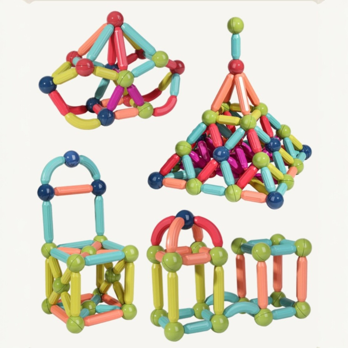 Set constructie magnetic, joc educativ STEM cu piese magnetice colorate, constructii 3D, dezvoltare creativitate, 3+ ani [3]
