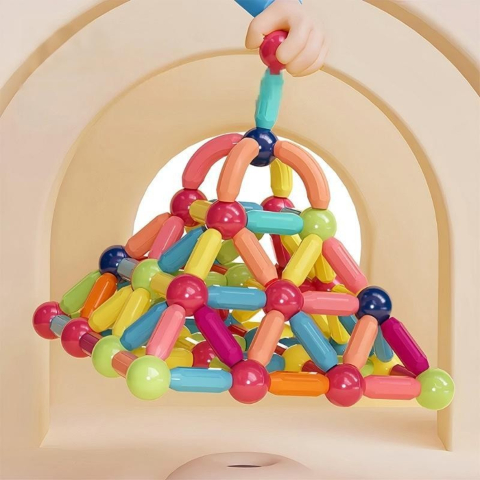 Set constructie magnetic, joc educativ STEM cu piese magnetice colorate, constructii 3D, dezvoltare creativitate, 3+ ani [12]