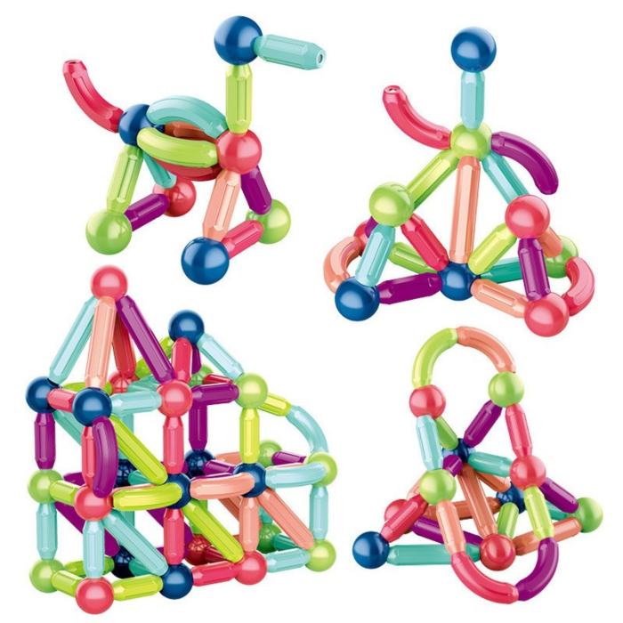Set constructie magnetic, joc educativ STEM cu piese magnetice colorate, constructii 3D, dezvoltare creativitate, 3+ ani [2]