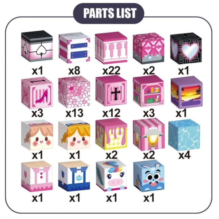 Set cuburi magnetice de constructie, joc educativ STEM cu blocuri magnetice tip pixel, castel printesa 3D, 80 piese, 3+ ani [5]