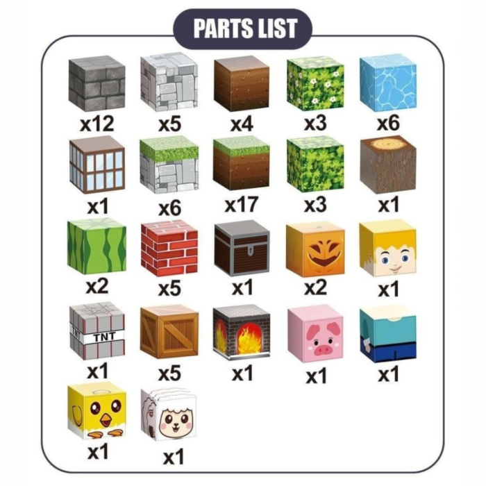 Set cuburi magnetice de constructie, joc educativ STEM cu blocuri magnetice tip pixel, ferma si peisaj 3D, 80 piese, 3+ ani [3]