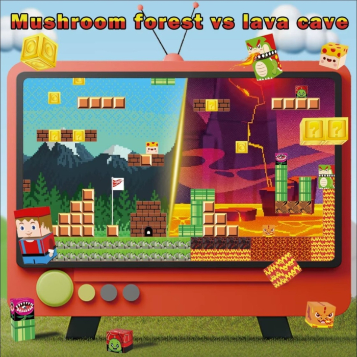 Set cuburi magnetice de constructie, joc educativ STEM cu blocuri magnetice tip pixel, munte si peisaj 3D, 100 piese, 3+ ani [7]