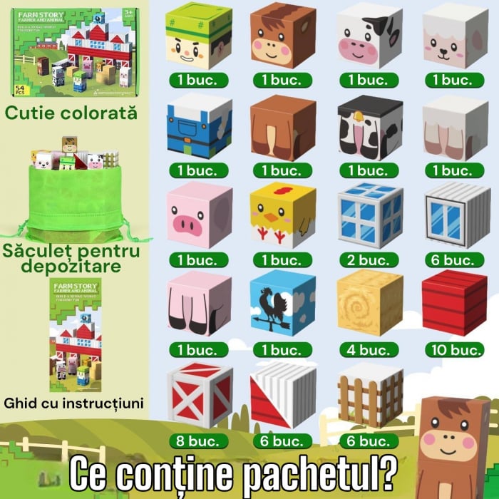 Set cuburi magnetice Ferma STEM copii [7]