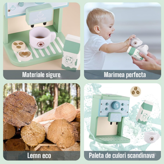 Set de joaca eco din lemn, Barista Junior, 8 piese [3]