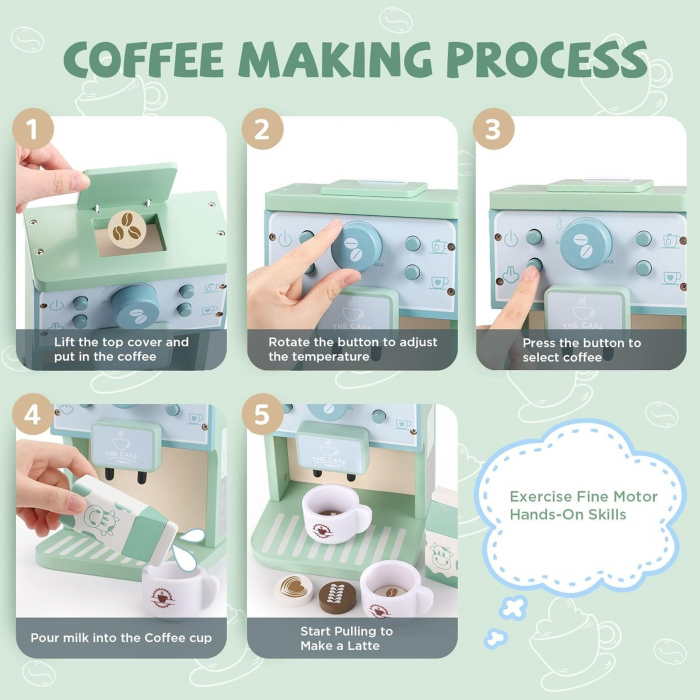 Set de joaca eco din lemn, Barista Junior, 8 piese [4]