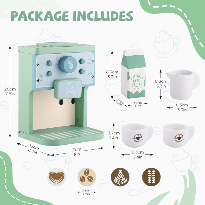 Set de joaca eco din lemn, Barista Junior, 8 piese [6]