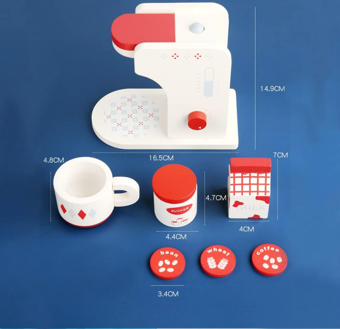 Set de joaca eco din lemn, Cafeneaua din sufragerie, 8 piese [3]