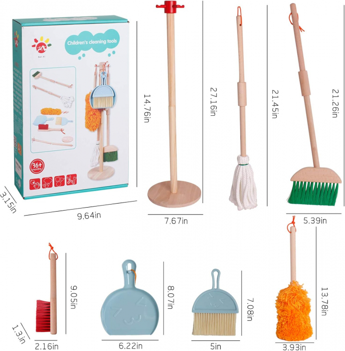 Set de joaca eco din lemn, Curatenie in joaca, 6 piese [5]