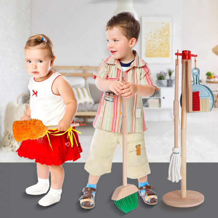 Set de joaca eco din lemn, Curatenie in joaca, 6 piese [6]