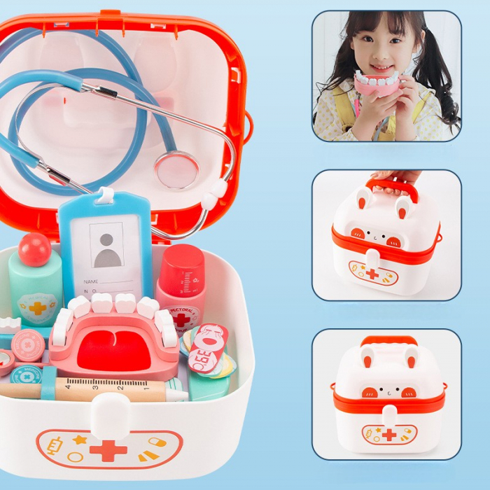 Set de joaca eco din lemn, Doctor la joaca, 32 piese [2]