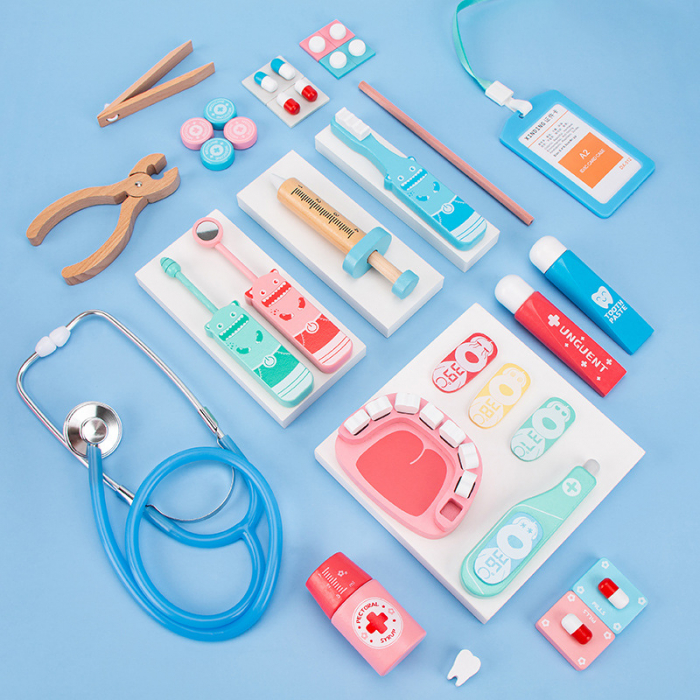 Set de joaca eco din lemn, Doctor la joaca, 32 piese [4]