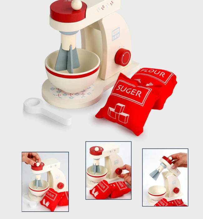 Set de joaca eco din lemn, Mixerul micutului Chef, 5 piese [2]