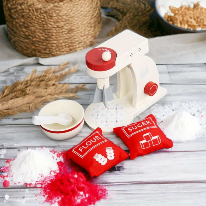 Set de joaca eco din lemn, Mixerul micutului Chef, 5 piese [7]