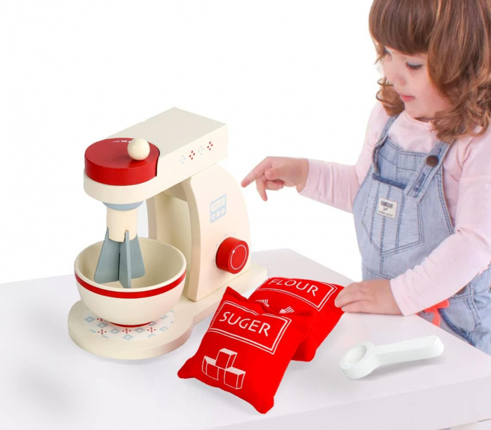 Set de joaca eco din lemn, Mixerul micutului Chef, 5 piese [6]