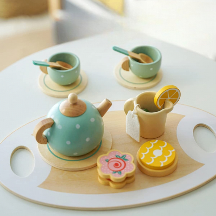 Set de joaca eco din lemn, Pauza de ceai, 15 piese [3]