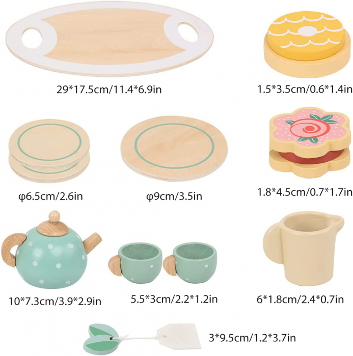 Set de joaca eco din lemn, Pauza de ceai, 15 piese [4]