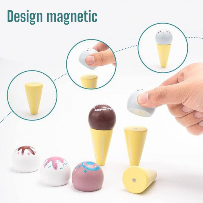 Set de joaca eco din lemn, Stand Inghetata, 11 piese [6]