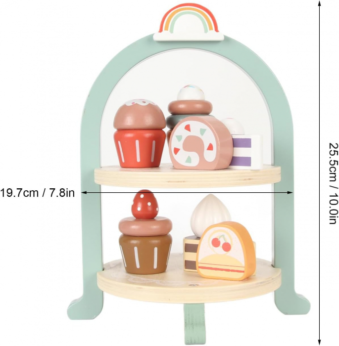 Set de joaca eco din lemn, Stand Prajiturele, 8 piese [7]