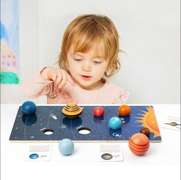 Set de joaca interactiv eco din lemn Malvys®, Sistemul Solar, 11 piese [4]