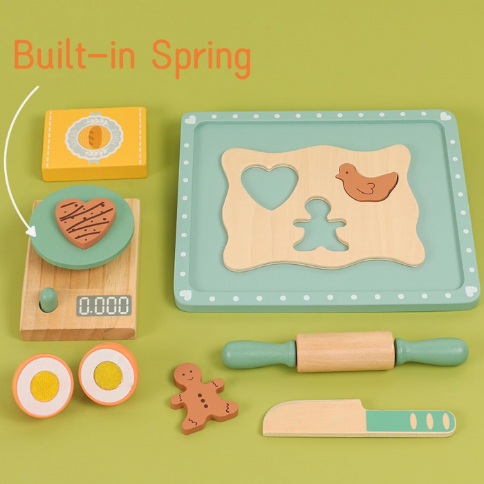 Set de jucarie din lemn Fursecuri de taiat Mini Cofetar Montessori copii [3]