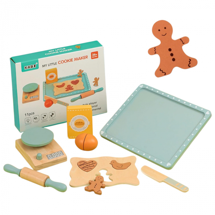 Set de jucarie din lemn Fursecuri de taiat Mini Cofetar Montessori copii [1]