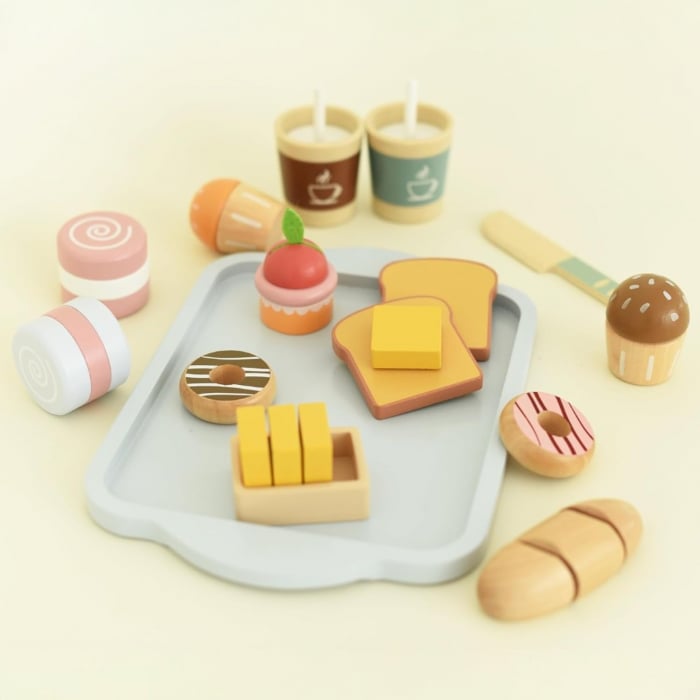 Set de jucarie din lemn Mic Dejun Happy Breakfast Montessori copii [8]