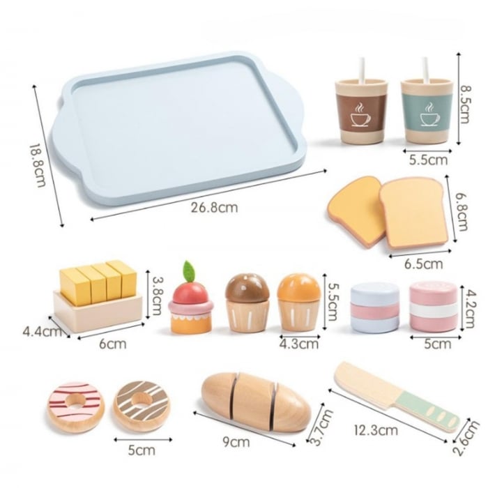 Set de jucarie din lemn Mic Dejun Happy Breakfast Montessori copii [9]