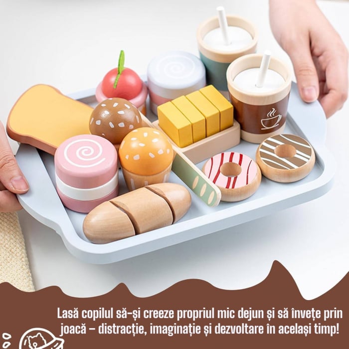 Set de jucarie din lemn Mic Dejun Happy Breakfast Montessori copii [2]