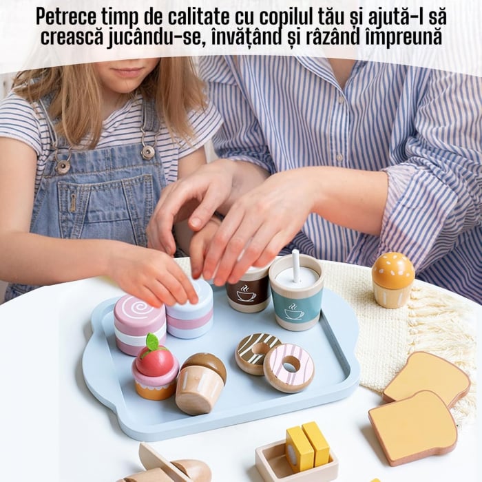 Set de jucarie din lemn Mic Dejun Happy Breakfast Montessori copii [4]