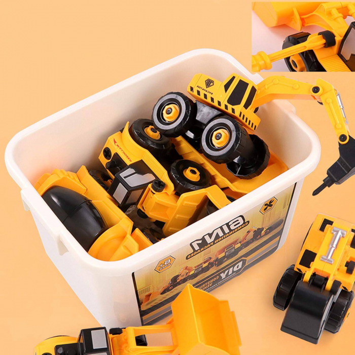 Set de Jucarii de Constructie cu Vehicule - 6 in 1, Jucarii STEM pentru Distractie si Invatare Garantate [7]