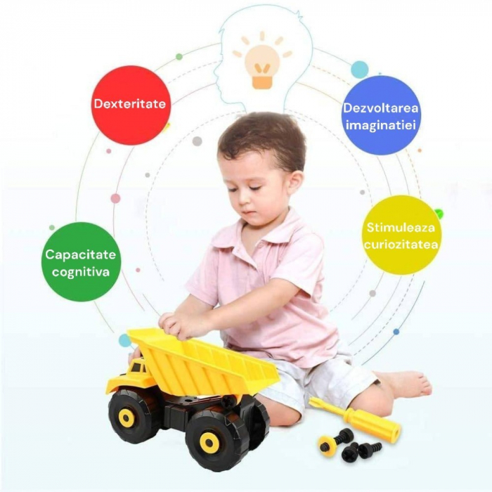 Set de Jucarii de Constructie cu Vehicule - 6 in 1, Jucarii STEM pentru Distractie si Invatare Garantate [4]