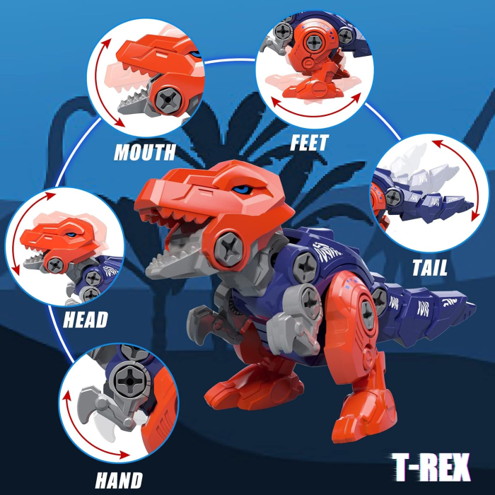 Set dinozauri de asamblat, robot transformabil 5 in 1, piese de constructie cu surubelnita [3]