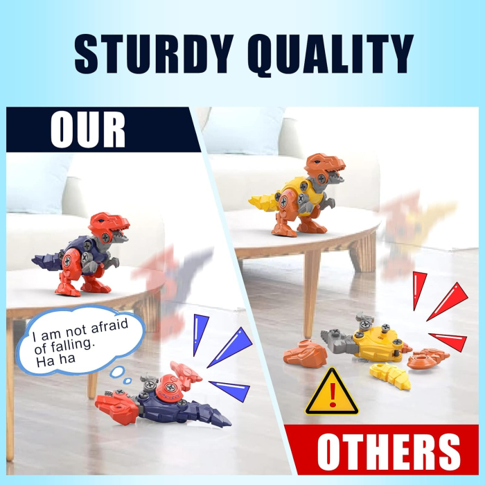 Set dinozauri de asamblat, robot transformabil 5 in 1, piese de constructie cu surubelnita [6]
