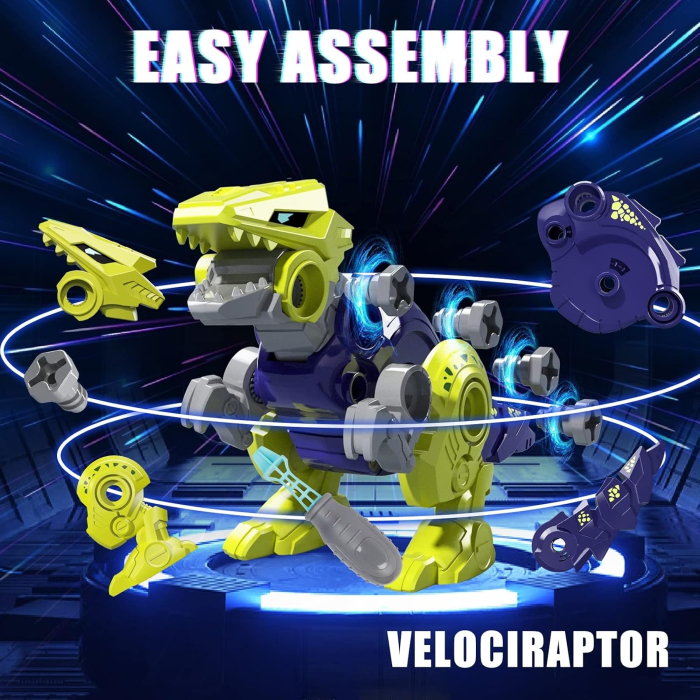 Set dinozauri de asamblat, robot transformabil 5 in 1, piese de constructie cu surubelnita [2]