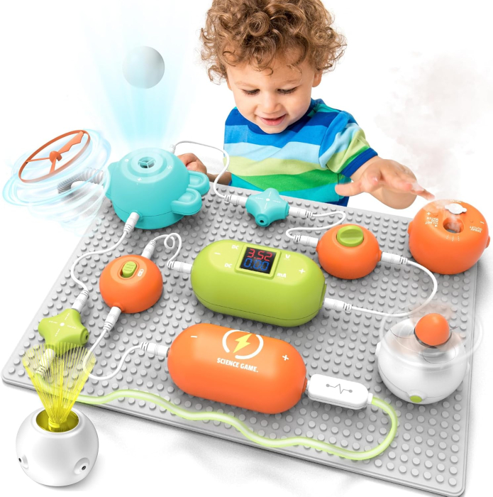 Set experimente electrice pentru copii, cabluri, lumini si elice, kit stiinta interactiva, 6+ ani [8]