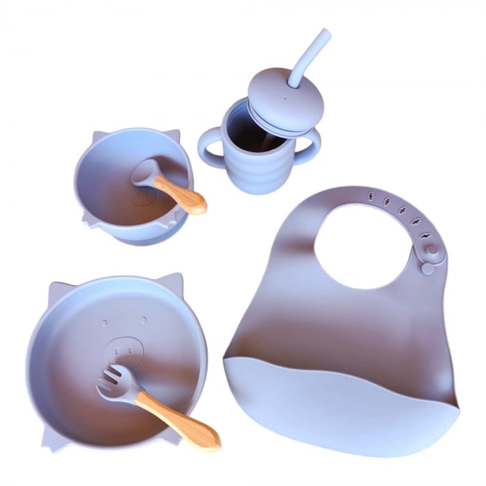 Set hranire bebelusi si copii, bleu pal [5]