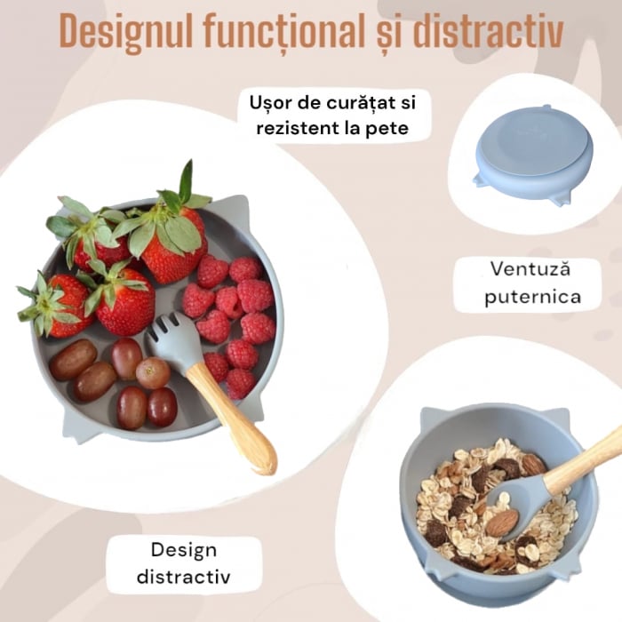 Set hranire bebelusi si copii, bleu pal [3]