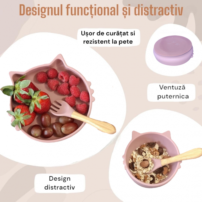 Set hranire bebelusi si copii, roz pal [3]