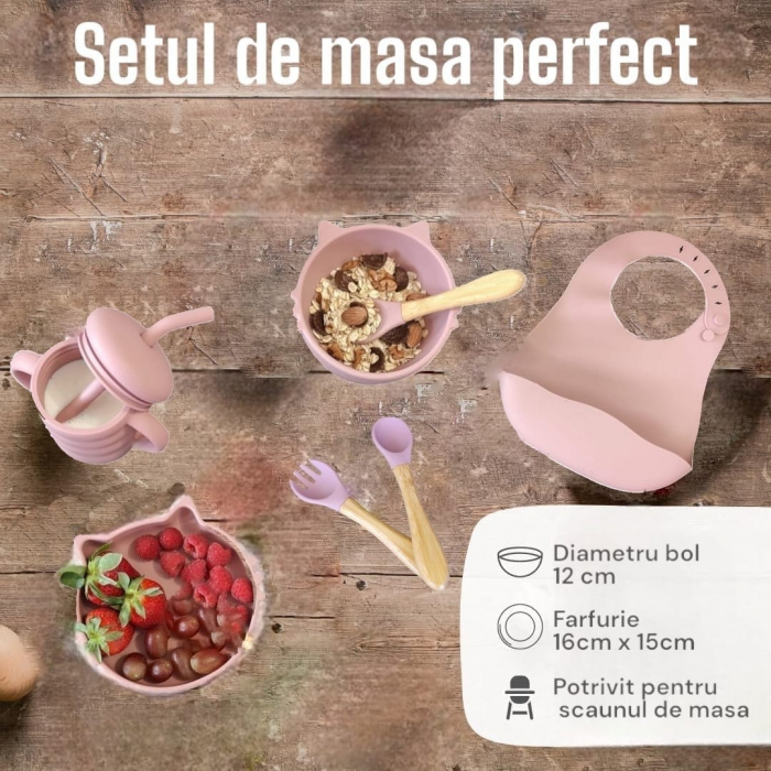 Set hranire bebelusi si copii, roz pal [2]