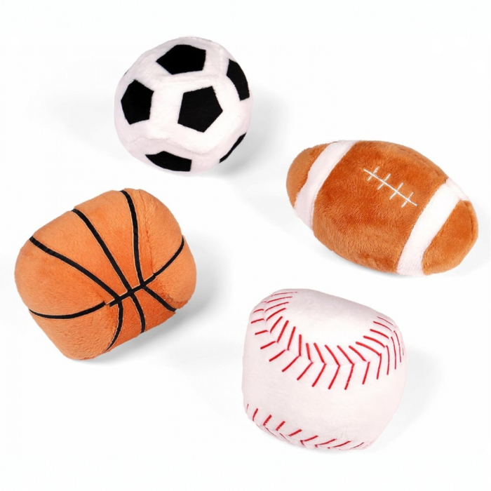 Set Jucarii Sportive din Plus – Geanta cu 4 Mingi Moi pentru Bebelusi si Copii Mici ⚽ [4]