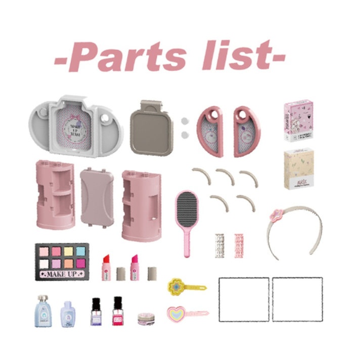Set masa de machiaj pentru fete, masuta beauty cu oglinda, 34 accesorii coafura si machiaj, jucarie de rol, roz, 3+ ani [2]