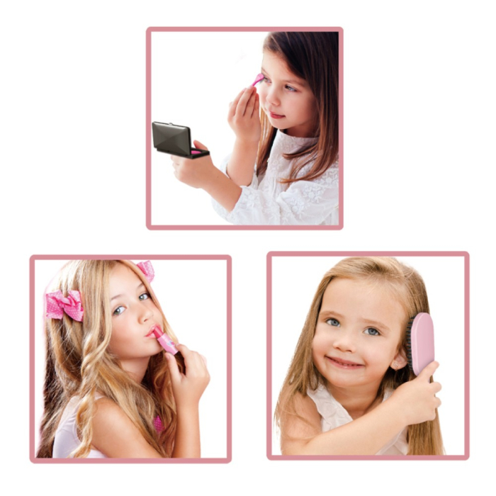 Set masa de machiaj pentru fete, masuta beauty cu oglinda, 34 accesorii coafura si machiaj, jucarie de rol, roz, 3+ ani [5]