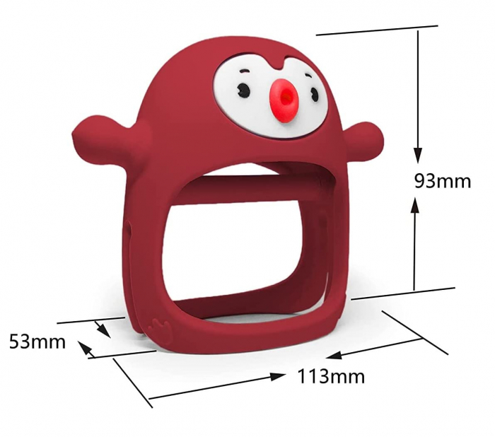 Suzeta pinguin, silicon alimentar, fara BPA, 0-12 luni, Rosu [6]