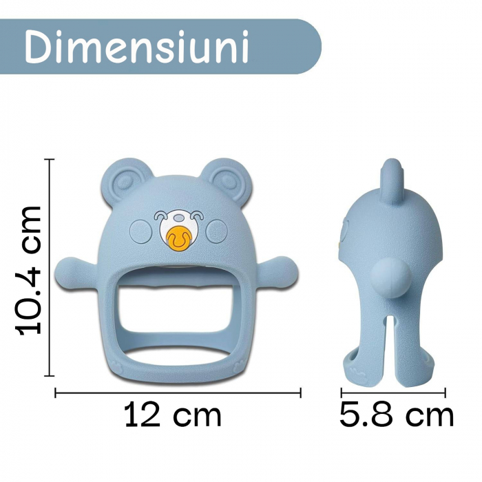 Suzeta ursulet, silicon alimentar, fara BPA, 0-12 luni, Albastru [6]