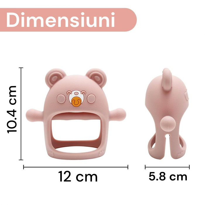 Suzeta ursulet, silicon alimentar, fara BPA, 0-12 luni, Roz [6]