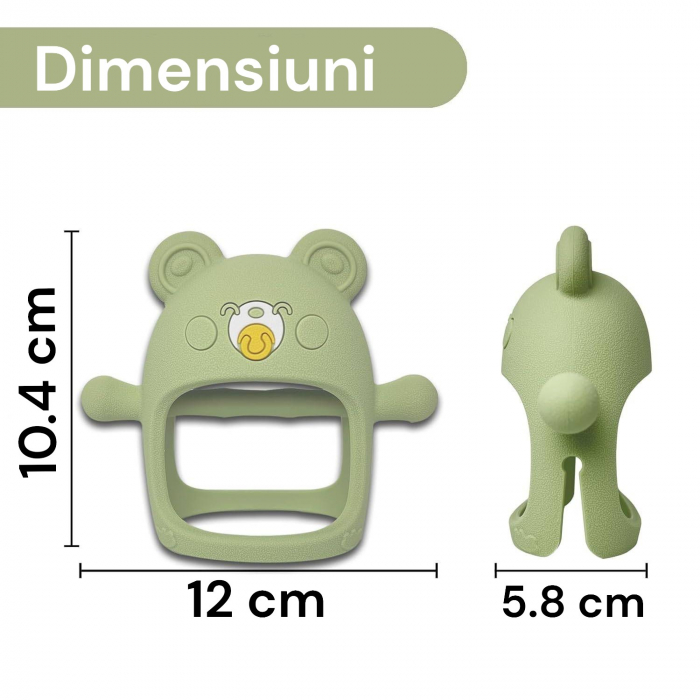 Suzeta ursulet, silicon alimentar, fara BPA, 0-12 luni, Verde [5]