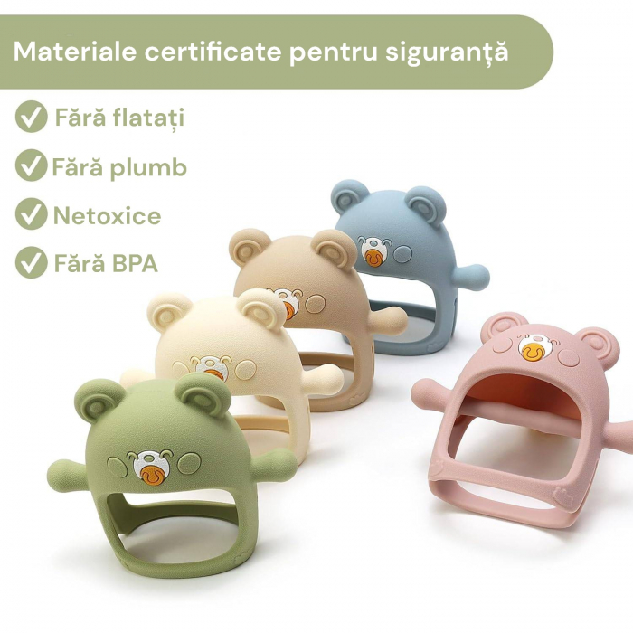 Suzeta ursulet, silicon alimentar, fara BPA, 0-12 luni, Verde [4]