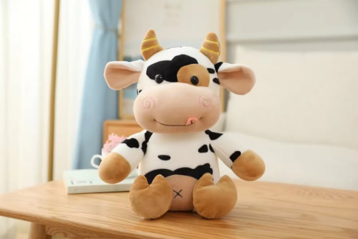 Jucarie de plus, Vacuta Cowie, Alb/Maro, 40 cm [8]