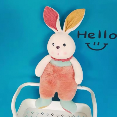 Jucarie de plus, Iepurasul Costumat, Alb/Roz, 35 cm [1]