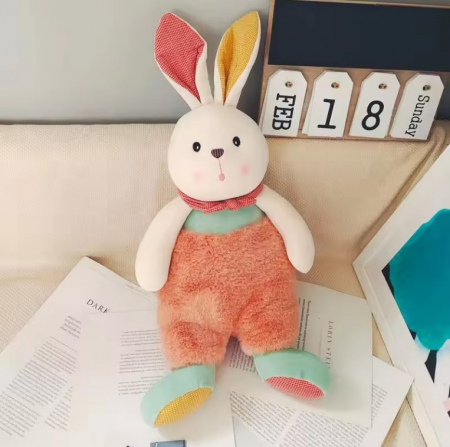 Jucarie de plus, Iepurasul Costumat, Alb/Roz, 35 cm [3]